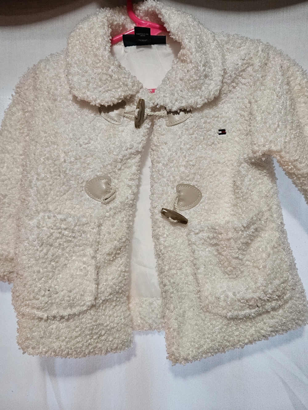 Tommy Hilfiger Cream Sherpa Toggle Pea Coat for Kids